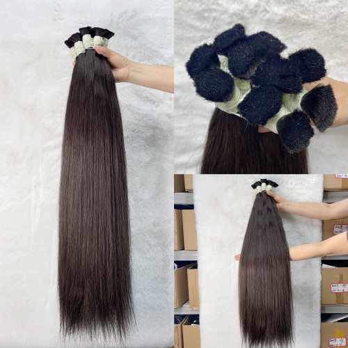Wholesale #2 Raw Hair Bulk Brown Straight Human Hair Bulk Extension for Braiding 1kg | Human Hair Wig | Lace Front